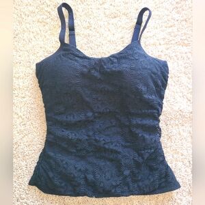 Coco Reef Bra Size 34DD Black Lace Tankini Swimsuit Top Underwire Soft Cups